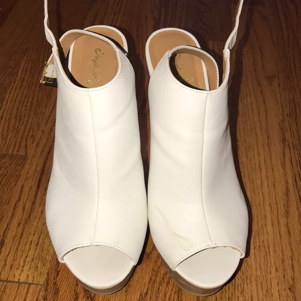 White Qupid Wedges